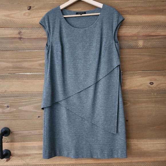 Lafayette 148 Career Knit Dress Asymetrical Layers Gray sleevless womens size M‎ - Picture 1 of 8